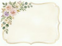 Elegant floral frame with soft pink and purple roses, eucalyptus leaves on cream background for wedding invitations, greeting cards and romantic designs.