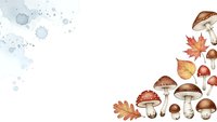 Watercolor autumn frame with mushrooms and oak leaves on white background for seasonal design projects and fall decorations.