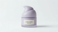 Lavender night cream jar with pump dispenser on white background, isolated skincare product for cosmetics packaging design and beauty branding.
