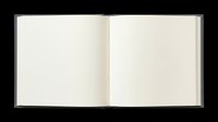 Open hardcover book with blank pages, isolated on transparent background. Ready for clipart, stickers, t-shirt design, print on demand, and sublimation projects.