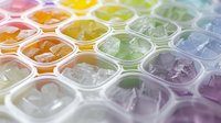 Colorful watercolor paint palette with vibrant pigments in hexagonal containers for artistic projects and creative painting techniques.