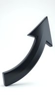 Black curved arrow pointing upward on white background isolated for business growth and success concepts in presentations and marketing materials.