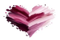 Abstract heart shape made with burgundy and pink brush strokes on white background for romantic designs and Valentine's Day projects.