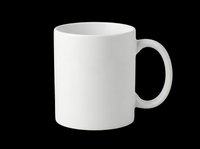 White ceramic mug isolated on transparent background, ready for sublimation, print-on-demand, and custom design projects. Perfect for merchandise, drinkware mockups, and promotional products.