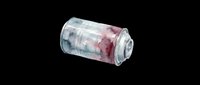 Transparent cylindrical tank or cartridge with clear plastic body containing pink and white liquid or powder, isolated on transparent background, ready for design use in print-on-demand, sublimation, and digital crafts.