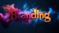 Branding text with colorful powder explosion on dark background, vibrant red and orange letters surrounded by pink, blue, and yellow dust clouds.
