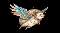 Flying hedgehog with colorful wings, folk art style, isolated on transparent background. Great for stickers, t-shirt design, print on demand, and clipart.