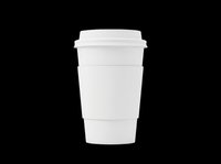 Disposable white coffee cup with lid isolated on transparent background, ready for t-shirt design, clipart, stickers, and print-on-demand products.