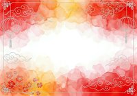 Red and gold watercolor background with traditional ornamental borders and lantern motifs, ideal for lunar new year celebrations, festive greetings, and holiday design projects.
