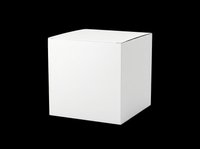White blank cardboard box mockup isolated on transparent background, ready for packaging design, branding, product presentation, stickers, and print on demand use.