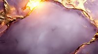Purple and gold abstract luxury background with flowing metallic veins and glowing light effects creates elegant marble-like texture for high-end design projects.