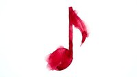 Red watercolor musical note isolated on white background, suitable for music education materials, album covers, and creative design projects.