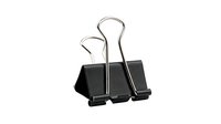 Isolated black binder clips with metal handles on white background, ready for office design, stationery mockups, and organizational graphics.