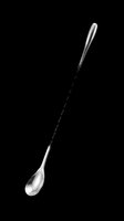 Stainless steel cocktail bar spoon with twisted handle, isolated on transparent background, ready for T-shirts, stickers, clipart, and print on demand use.