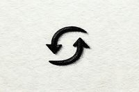 Black circular arrows forming refresh or reload symbol on textured beige paper background for web design and user interface applications.