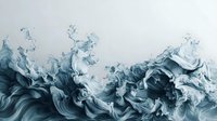 Dramatic swirling waves of turquoise and white create abstract fluid art pattern with dynamic movement and ethereal smoke-like textures against light background.