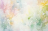 Soft pastel watercolor background with delicate blends of pink, yellow, blue and green hues creating dreamy abstract clouds and gentle color transitions.