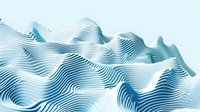 Abstract wavy lines creating dynamic topographic terrain pattern in light blue and white gradient, flowing curves suggest mountain ranges or ocean waves.