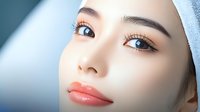 Young Asian woman with flawless skin and coral lipstick after skincare routine. Fresh clean face with towel wrapped around head for beauty and wellness.