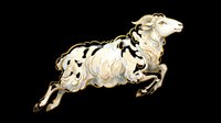 Leaping sheep with golden decorative swirls, isolated on transparent background, ready for stickers, t-shirt design, print on demand, sublimation, and clipart use.