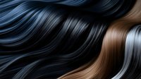 Flowing waves of dark blue and brown hair strands creating smooth curves and texture for beauty and haircare concepts.