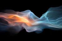 Ethereal smoke waves in contrasting orange and blue colors flow gracefully against black background, creating abstract art suitable for modern design projects.