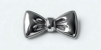 Elegant silver metallic bow tie with glossy chrome finish isolated on white background for fashion accessories and formal wear design projects.
