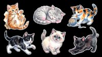 Cute kittens and cats collection isolated on transparent background, ready for t-shirt designs, stickers, clipart, sublimation and print-on-demand products.