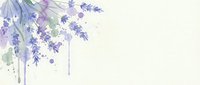 Watercolor lavender flowers with purple blooms and green leaves creating elegant floral border on light background for wedding invitations and romantic designs.
