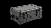Rugged black waterproof hard case isolated on transparent background, ready for stickers, print on demand, T-shirt design, clipart, and sublimation use.