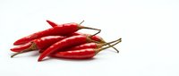 Fresh red chili peppers isolated on white background, ready for culinary, food, and cooking design projects.