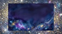 Cosmic space background with nebula, stars and galaxies in deep purple and blue tones for astronomy and science fiction projects.