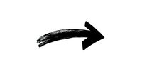 Black grunge arrow with rough brush stroke texture pointing right, isolated on white background for graphic design and digital art projects.