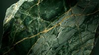 Dark green marble stone surface with golden veins and natural cracks, suitable for luxury interior design, countertops, flooring, and architectural visualization projects.