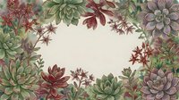 Vintage succulent frame with colorful plants creating decorative border on neutral background for botanical designs and natural themed projects.