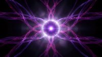 Abstract purple energy burst with radiating light beams and glowing center on black background for digital art and sci-fi designs.