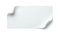 White blank paper sheet with curled corner and shadow isolated on white background for design projects and presentations.