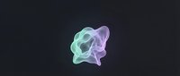 Abstract glowing liquid form with cyan and purple gradient on dark background, isolated for design projects and digital artwork applications.