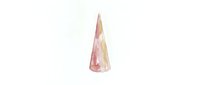 Watercolor cone shape in soft pink and gold tones, isolated on white background, suitable for design projects, invitations, and decorative applications.