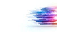 Abstract dynamic motion background with flowing geometric shapes in vibrant blue, purple, and pink colors on white backdrop, creating sense of speed and technology.