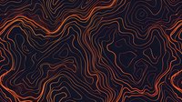 Glowing orange topographic contour lines on dark background create mesmerizing abstract pattern. Seamless design for maps and terrain visualization.