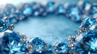 Elegant blue crystal bracelet with delicate rose details and sparkling gems on soft blue background, luxury jewelry macro photography for fashion accessories.