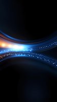 Glowing blue waves with sparkling particles flow across dark background creating dynamic motion effect, suitable for technology and innovation concepts.
