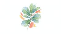 Watercolor botanical illustration of green leaves with coral and peach accents, isolated on white background. Suitable for design projects, stationery, and decorative applications.