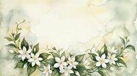 Watercolor floral border with white flowers and green leaves on textured paper background for wedding invitations and romantic designs.