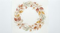 Watercolor autumn wreath with colorful leaves and berries on white background, isolated design element for seasonal decorations and greeting cards.