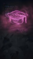 Neon glowing graduation cap with swirling light trails on dark tech background, symbolizing education and digital learning innovation.