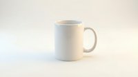 Blank white ceramic mug on isolated background, ready for custom design, branding, mockup, and merchandise printing projects.