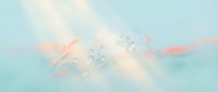 Soft pastel gradient background with floating transparent geometric shapes and light rays creating dreamy, ethereal atmosphere for design projects.