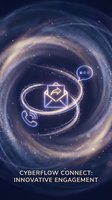 Digital communication concept with glowing email icon and chat bubbles in cosmic swirl background for technology and connectivity designs.